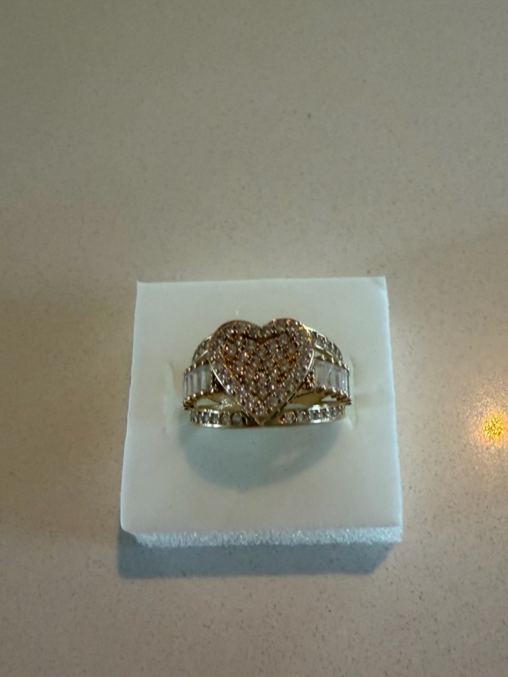 Gold Heart Pavé Crystal Statement Ring - Women Jewelry 14k